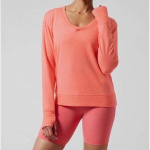 Athleta Sunrise Coral V-Neck Athletic Athleisure Shirt I Size SP